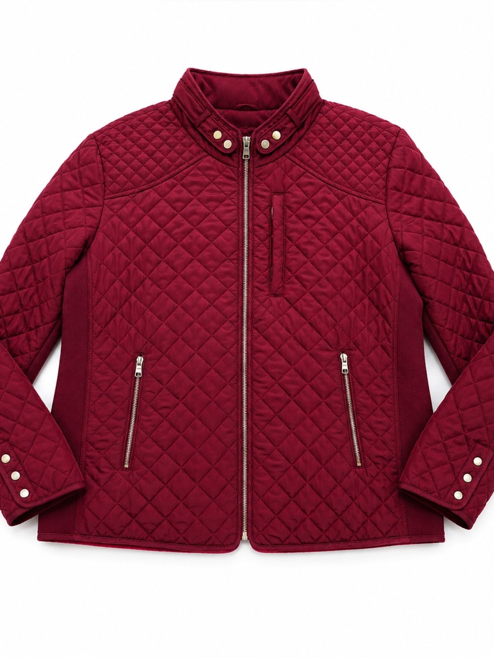 Bagatelle Quilted Jacket Women’s 1X Burgundy Full Zip Moto Style